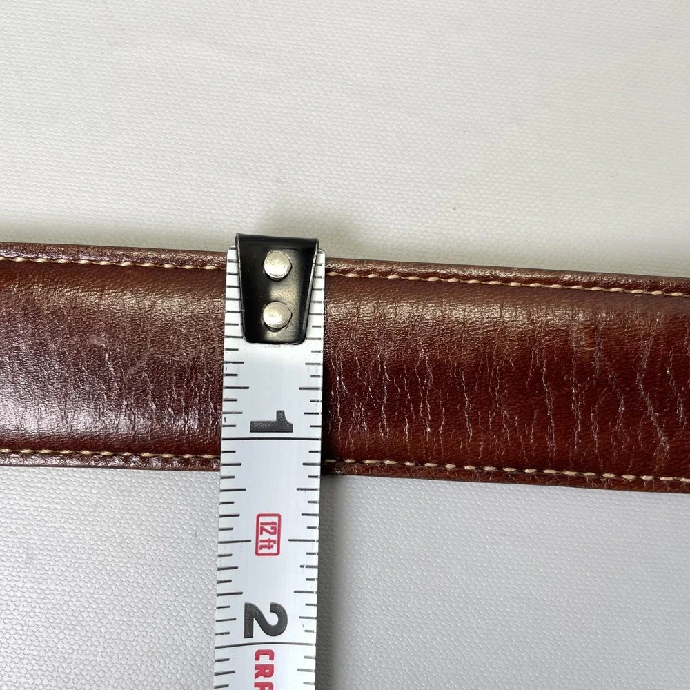 Trafalgar Belt Mens Size 42 Brown Leather Dress Gold Tone Square Buckle